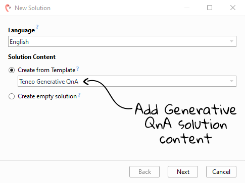 Generative QnA Template Solution in Teneo